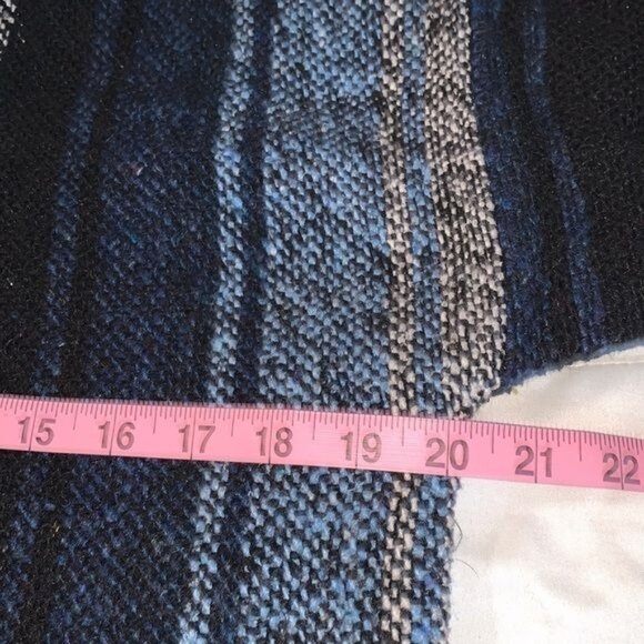 Baja Hippie Hoodie Pullover Poncho Sweater Striped Black & Blue - Picture 6 of 7